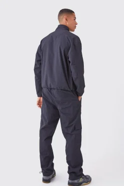 boohooMAN Crinkle Nylon Zip Through Harrington | UK| Coats & Jackets