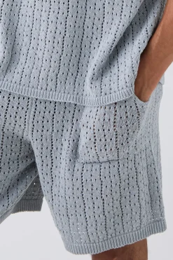 boohooMAN Crochet Knitted Mid Length Shorts In | UK| Shorts|Tracksuits