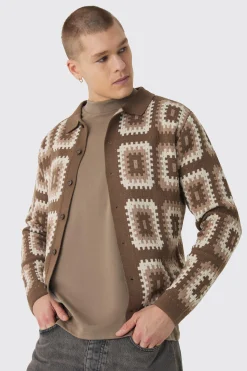 boohooMAN Crochet Long Sleeve Knitted Overshirt | UK| Shirts