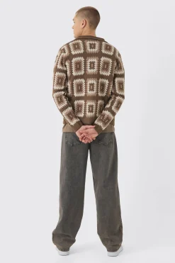 boohooMAN Crochet Long Sleeve Knitted Overshirt | UK| Shirts