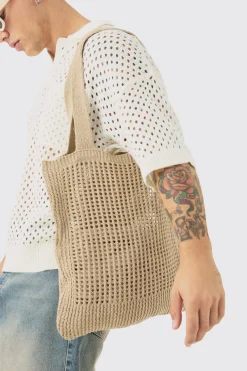 boohooMAN Crochet Tote Bag In | UK| Bags & Wallets