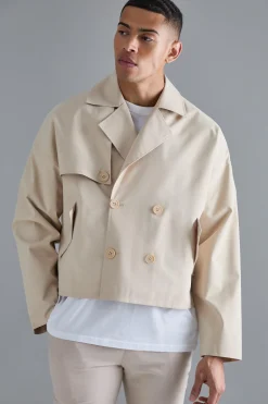 boohooMAN Cropped Double Breasted Trench Coat | UK| Coats & Jackets