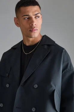 boohooMAN Cropped Double Breasted Trench Coat | UK| Coats & Jackets