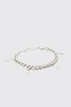 boohooMAN Cross Charm Bracelet In | UK| Jewellery & Watches