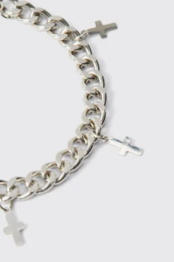 boohooMAN Cross Charm Bracelet In | UK| Jewellery & Watches