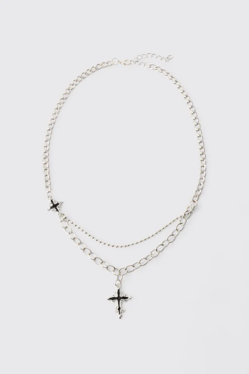 boohooMAN Cross Pendant Necklace | UK| Jewellery & Watches