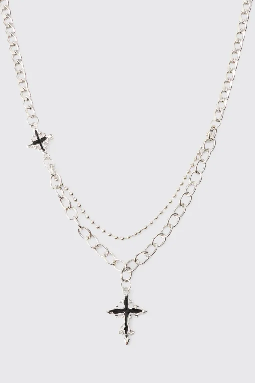 boohooMAN Cross Pendant Necklace | UK| Jewellery & Watches