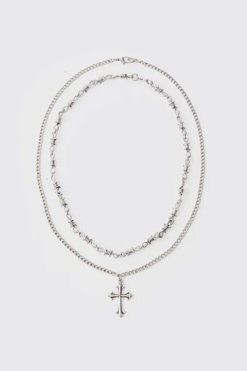 boohooMAN Cross Pendant Necklace | UK| Jewellery & Watches