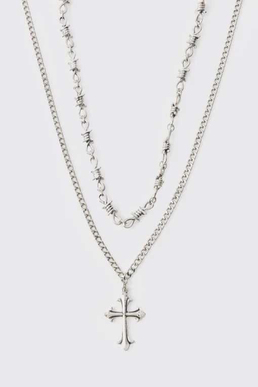 boohooMAN Cross Pendant Necklace | UK| Jewellery & Watches