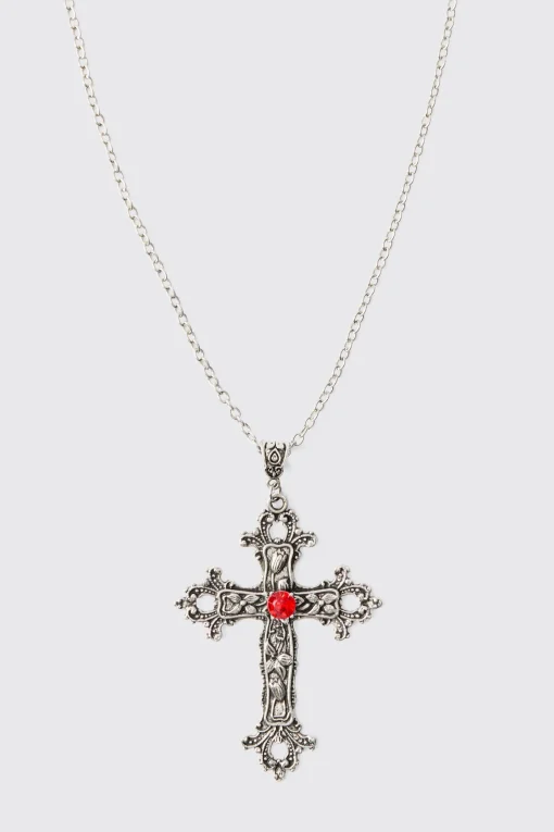 boohooMAN Cross Pendant Necklace In | UK| Jewellery & Watches