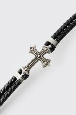 boohooMAN Cross Rope Bracelet | UK| Jewellery & Watches