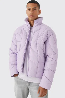 boohooMAN Curved Panel Funnel Neck Puffer | UK| Coats & Jackets