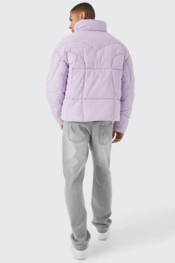 boohooMAN Curved Panel Funnel Neck Puffer | UK| Coats & Jackets