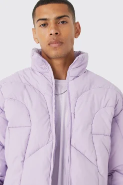 boohooMAN Curved Panel Funnel Neck Puffer | UK| Coats & Jackets