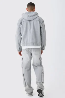 boohooMAN Denim Boxy Fit Zip Through Hoodie | UK| Coats & Jackets