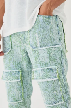 boohooMAN Denim Tapestry Stacked Cargo Flared Jeans | UK| Trousers|Jeans