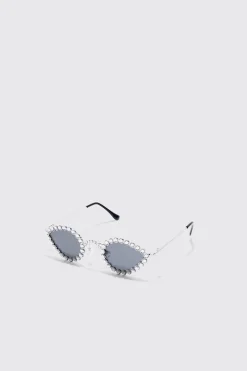 boohooMAN Diamante Oval Sunglasses | UK| Sunglasses