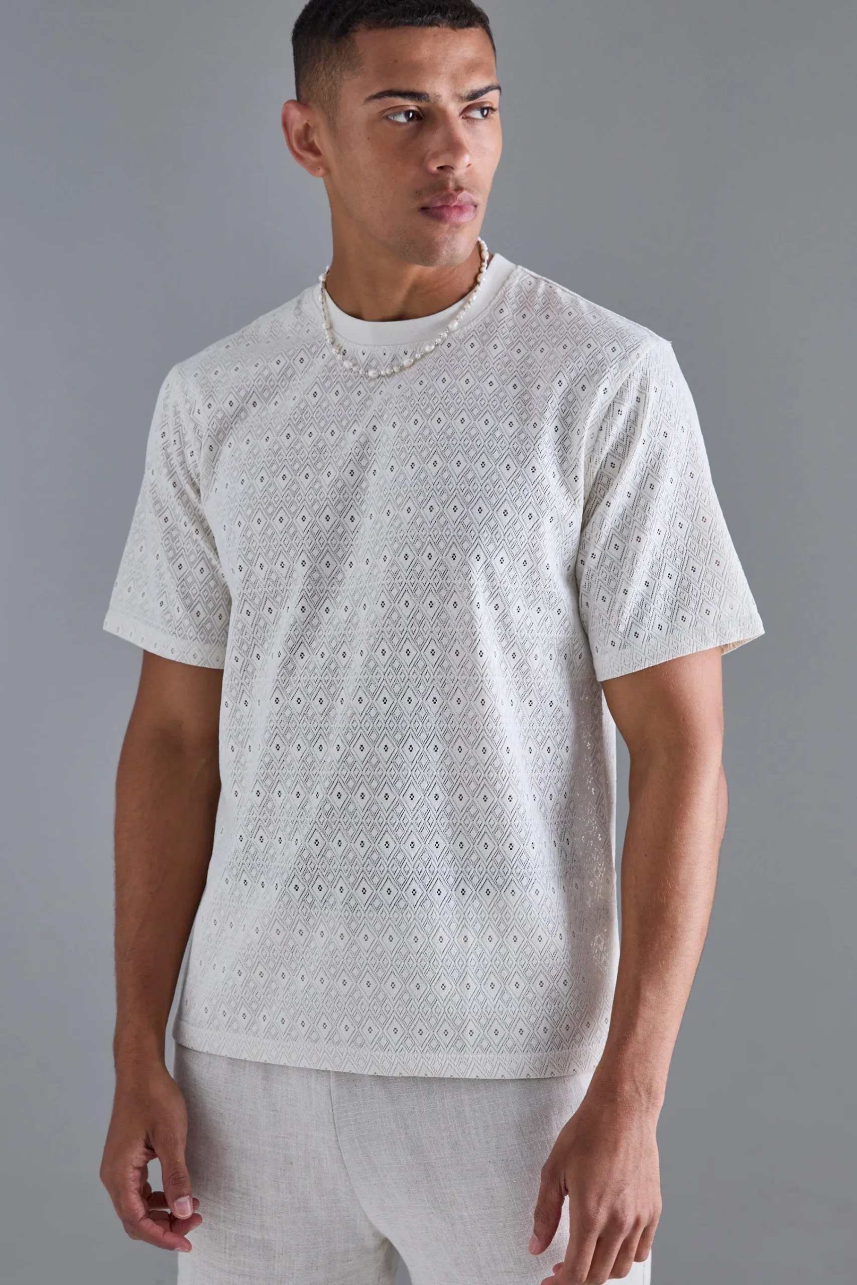 Diamond Crochet T-shirt | UK^boohooMAN Best