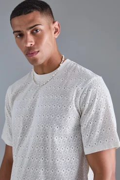 Diamond Crochet T-shirt | UK^boohooMAN Best