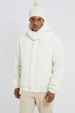 boohooMAN Diamond Quilted Hooded Puffer | UK| Coats & Jackets