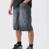 boohooMAN Distressed Regular Denim Jorts | UK| Shorts