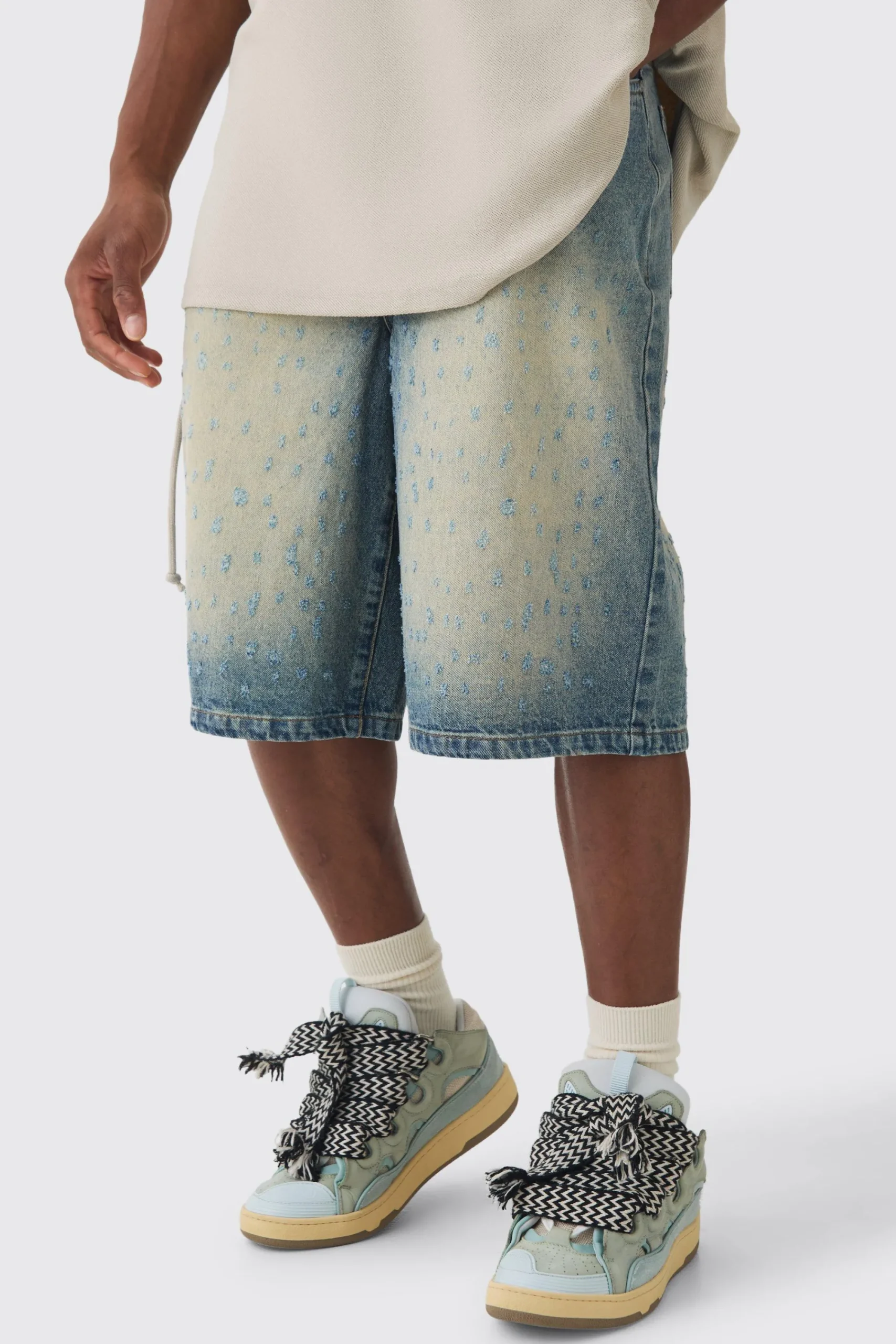 boohooMAN Distressed Regular Denim Jorts | UK| Shorts