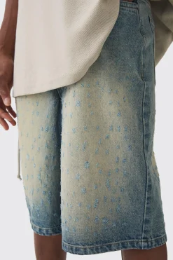 boohooMAN Distressed Regular Denim Jorts | UK| Shorts