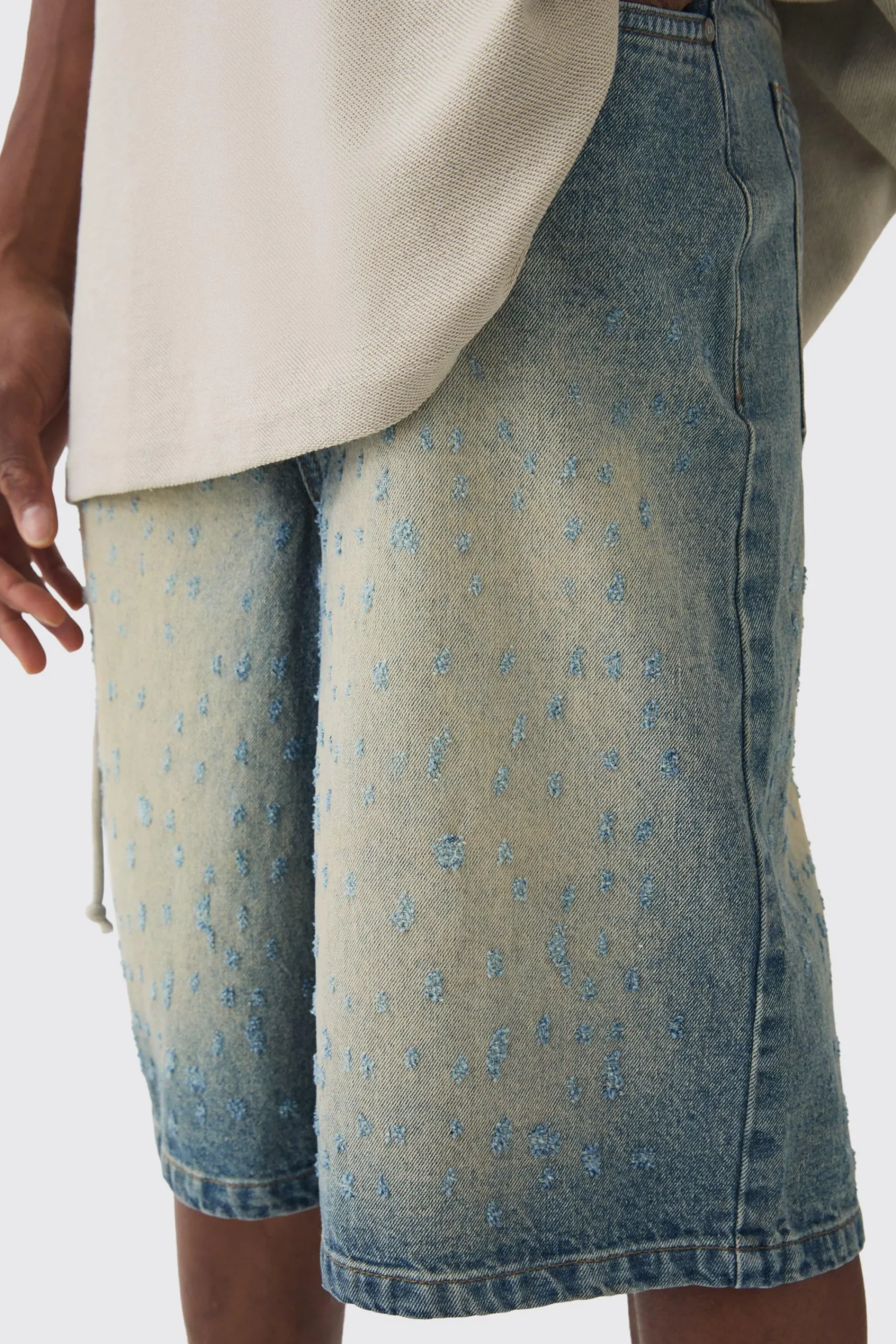 boohooMAN Distressed Regular Denim Jorts | UK| Shorts