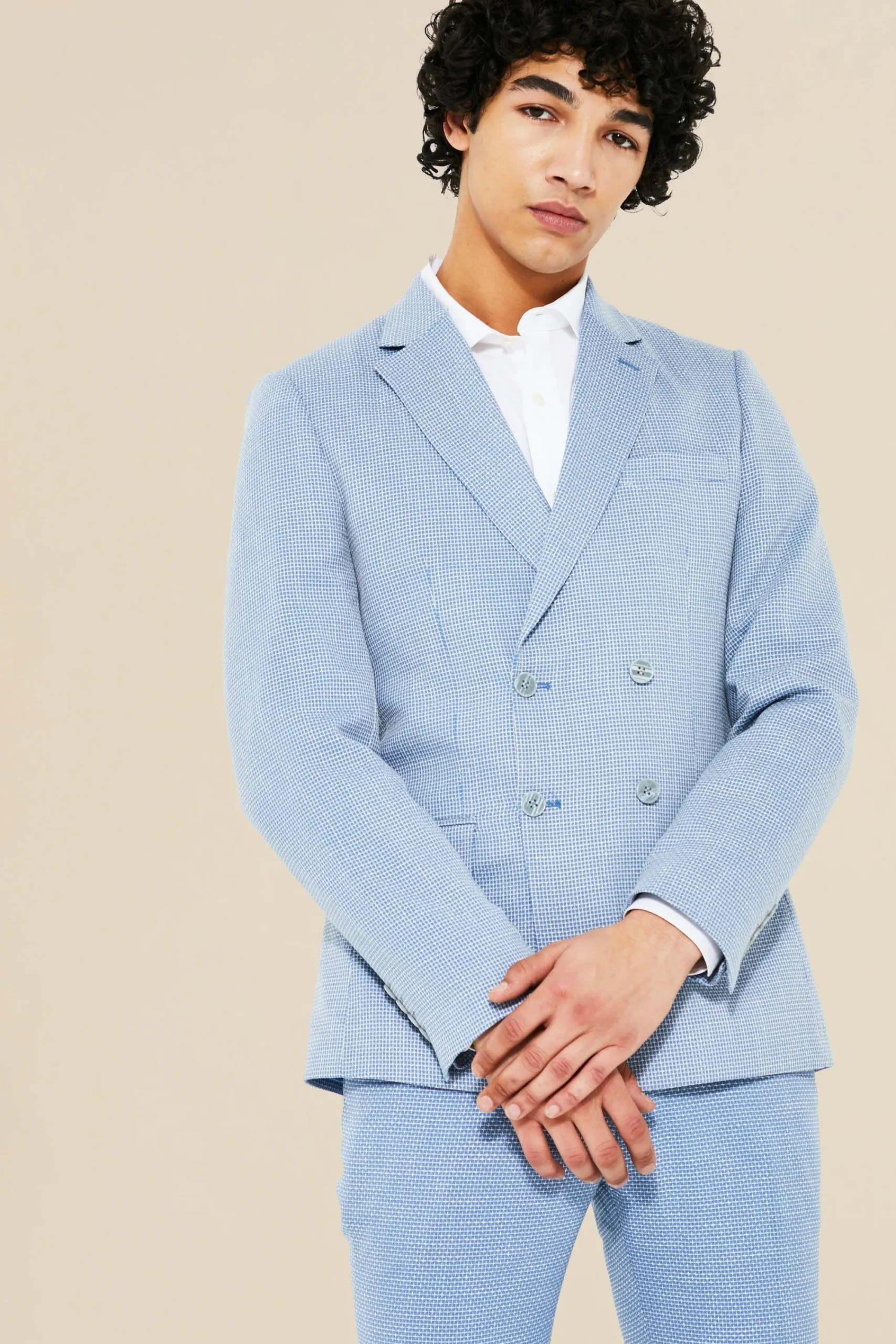 boohooMAN Double Breasted Skinny Textured Suit Jacket | UK| Suits & Tailoring