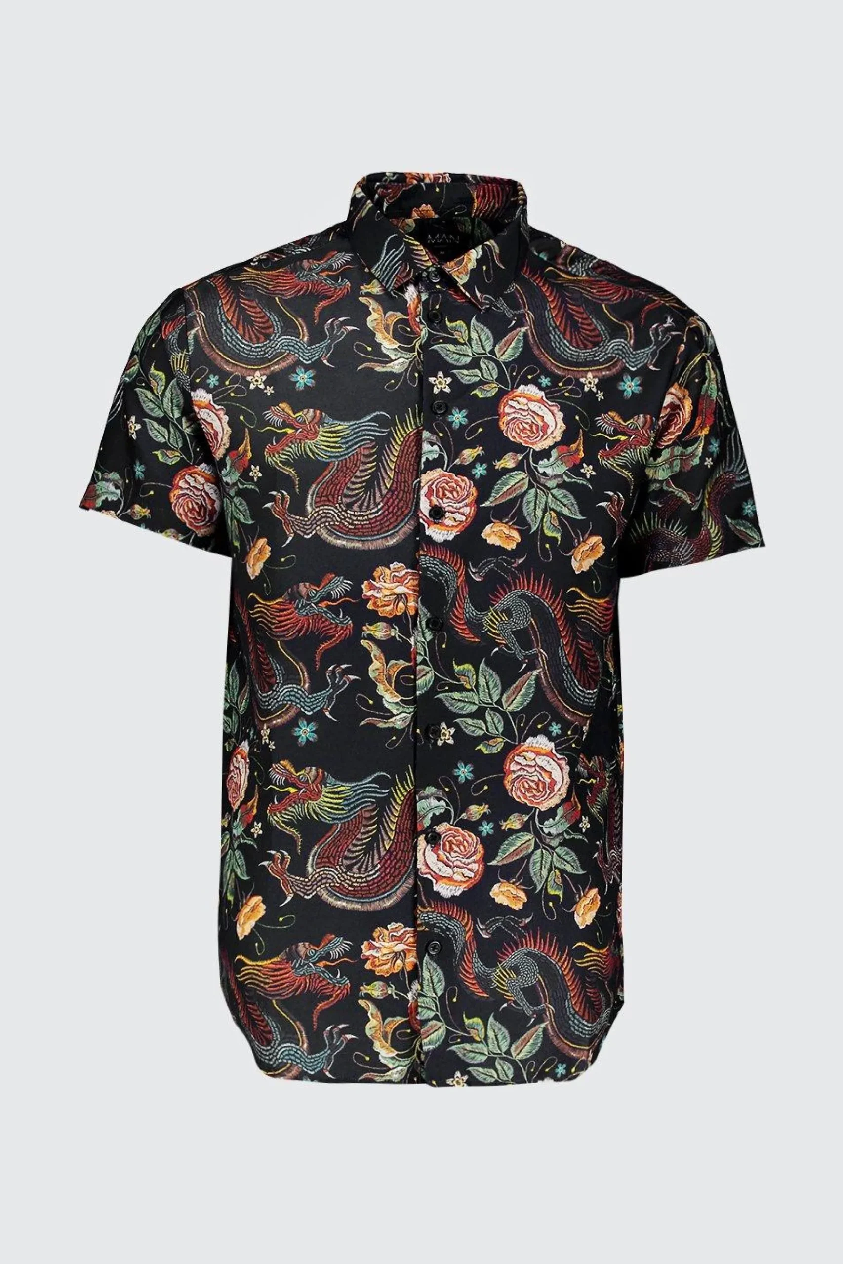 boohooMAN Dragon Print Short Sleeve Shirt | UK| Shirts