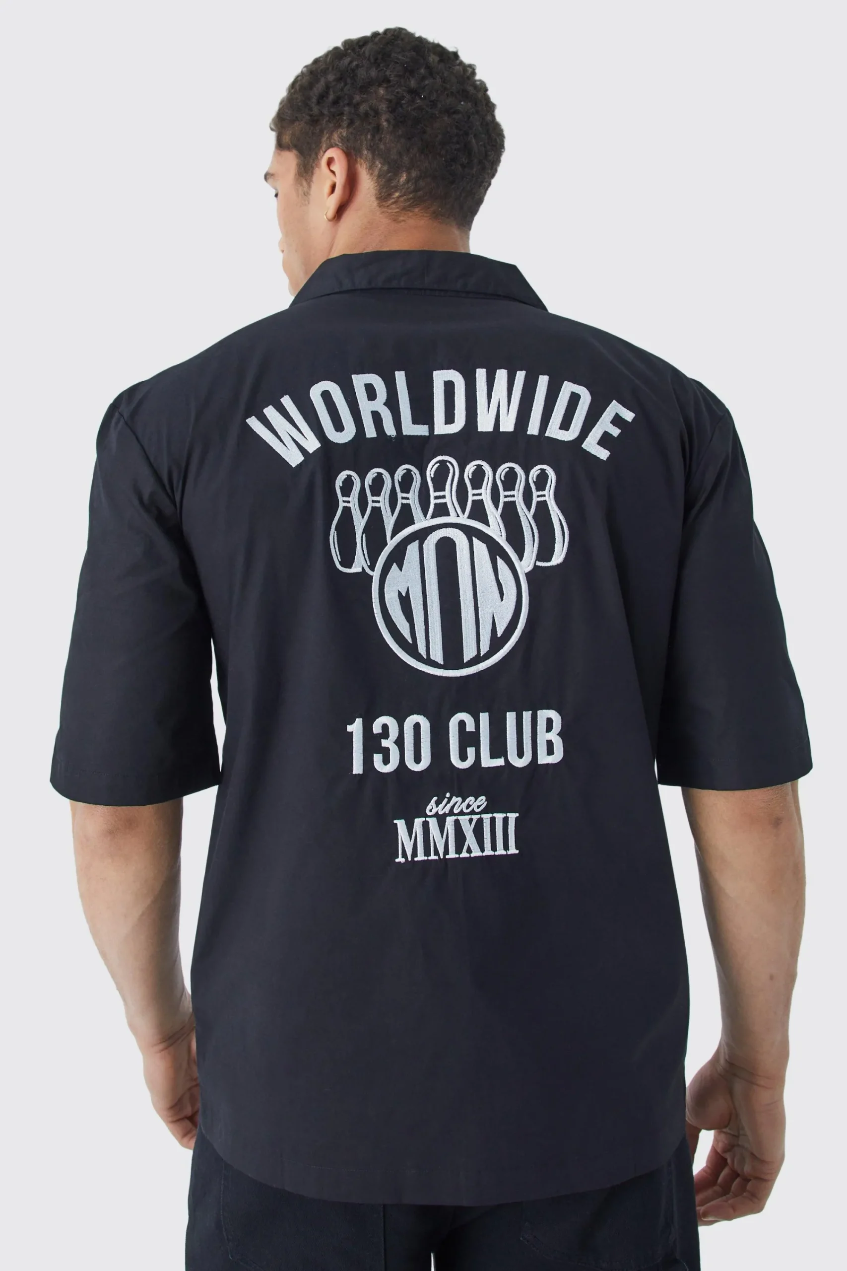 boohooMAN Dropped Revere Poplin Worldwide Club Shirt | UK| Shirts