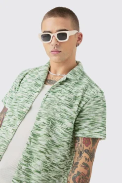 boohooMAN Dropped Soulder Boucle Slub Revere Shirt | UK| Shirts