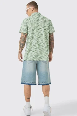 boohooMAN Dropped Soulder Boucle Slub Revere Shirt | UK| Shirts