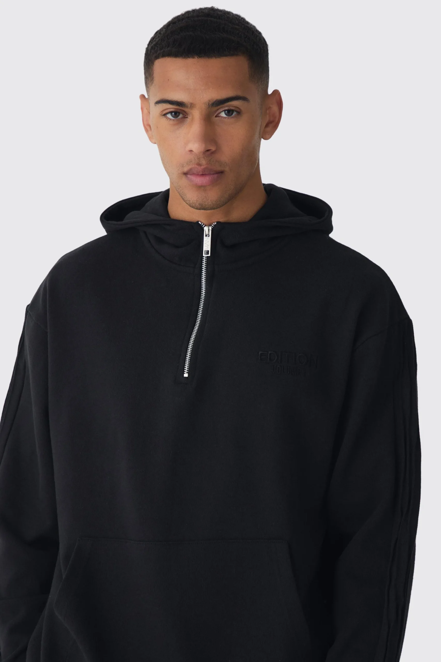 boohooMAN EDITION Oversized Heavyweight 1/4 Zip Pintuck Hoodie | UK| Hoodies & Sweatshirts