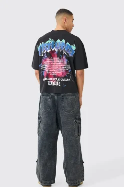 boohooMAN Elastic Waist Acid Wash Parachute Cargo Jeans In | UK| Trousers|Jeans
