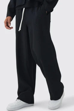 boohooMAN Elastic Waist Baggy Fit Contrast Drawcord Pleated Trouser | UK| Trousers