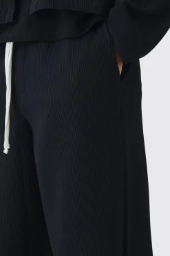 boohooMAN Elastic Waist Baggy Fit Contrast Drawcord Pleated Trouser | UK| Trousers