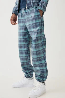 boohooMAN Elastic Waist Check Pu Parachute Trouser | UK| Sets & Co-Ords