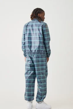 boohooMAN Elastic Waist Check Pu Parachute Trouser | UK| Sets & Co-Ords
