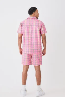 boohooMAN Elastic Waist Check Pu Relaxed Short | UK| Sets & Co-Ords