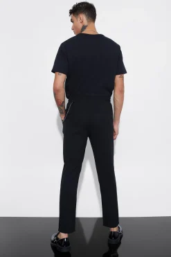 boohooMAN Elastic Waist Smart Trouser With Chain Detail | UK| Suits & Tailoring|Trousers