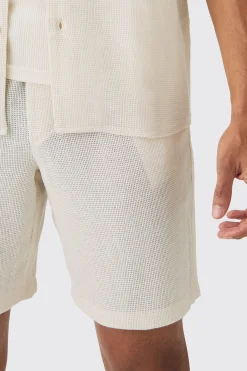 boohooMAN Elastic Waist Textured Check Comfort Short | UK| Sets & Co-Ords