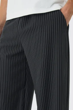 boohooMAN Elasticated Waist Baggy Pinstripe Trousers | UK| Trousers