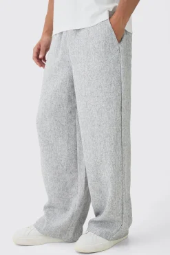 boohooMAN Elasticated Waist Baggy Textured Rope Drawcord Trousers | UK| Trousers