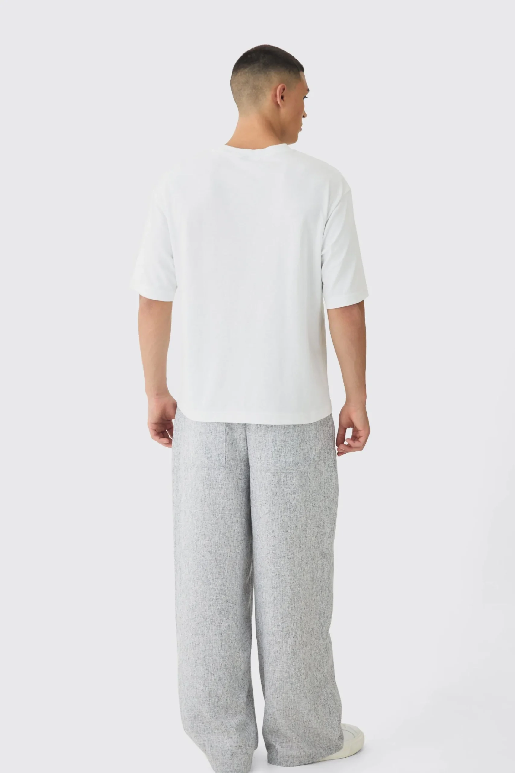 boohooMAN Elasticated Waist Baggy Textured Rope Drawcord Trousers | UK| Trousers