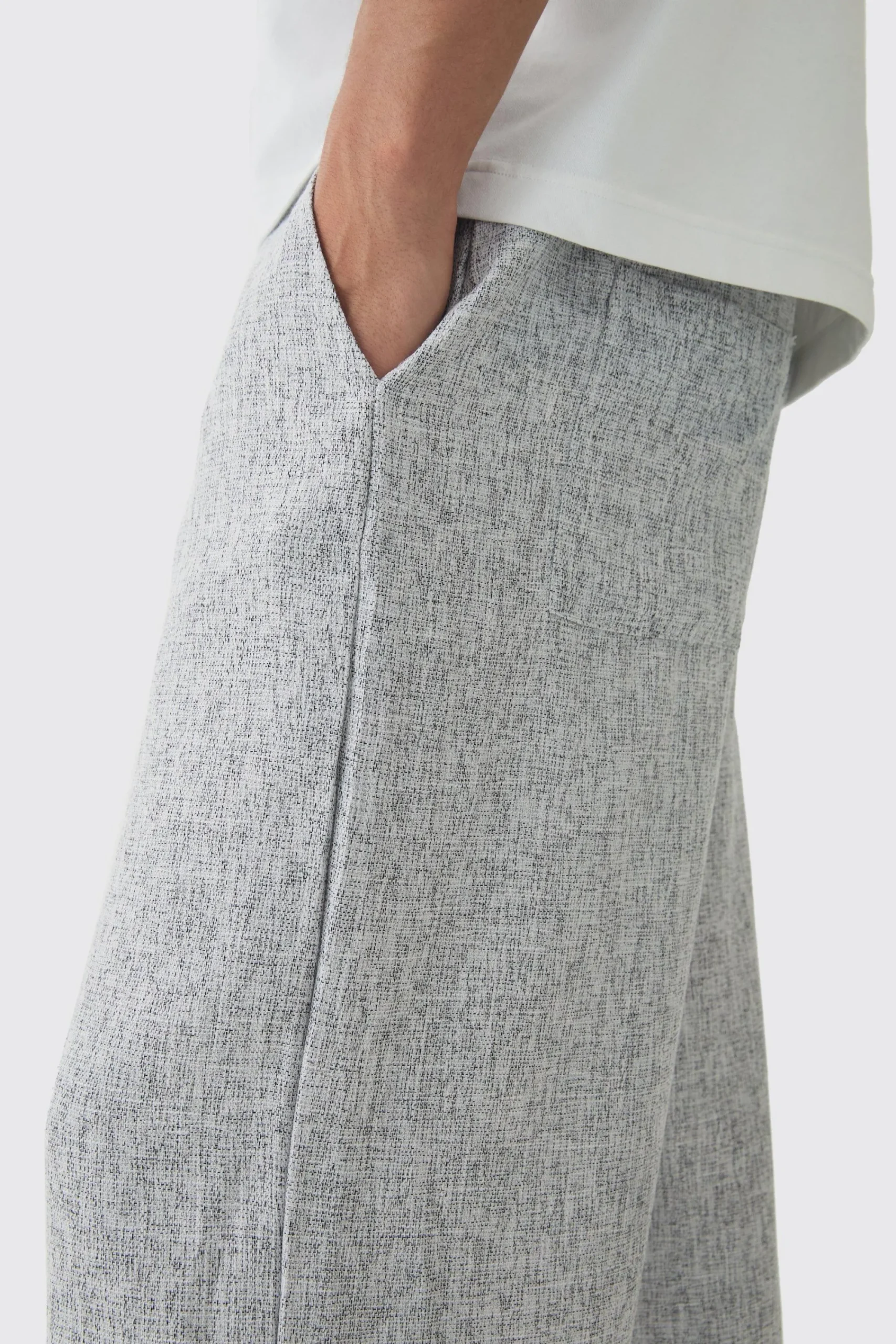 boohooMAN Elasticated Waist Baggy Textured Rope Drawcord Trousers | UK| Trousers