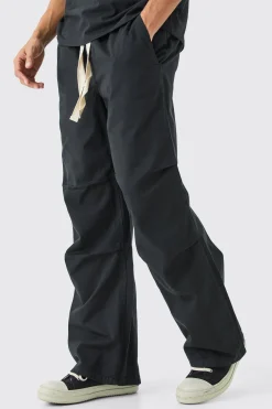 boohooMAN Elasticated Waist Contrast Drawcord Baggy Trouser | UK| Trousers