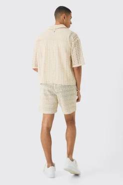 boohooMAN Elasticated Waist Crochet Bermuda Shorts | UK| Shorts