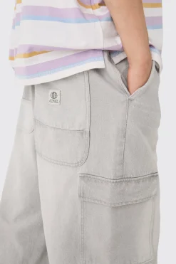 boohooMAN Elasticated Waist Extreme Wide Fit Cargo Jeans In | UK| Trousers|Jeans