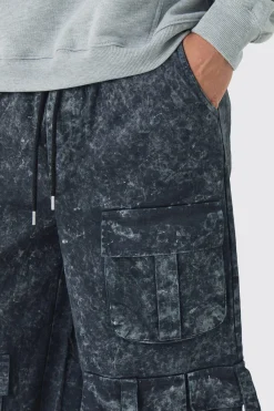 boohooMAN Elasticated Waist Extreme Baggy Heavyweight Washed Multi Cargo Trousers | UK| Trousers|Cargos